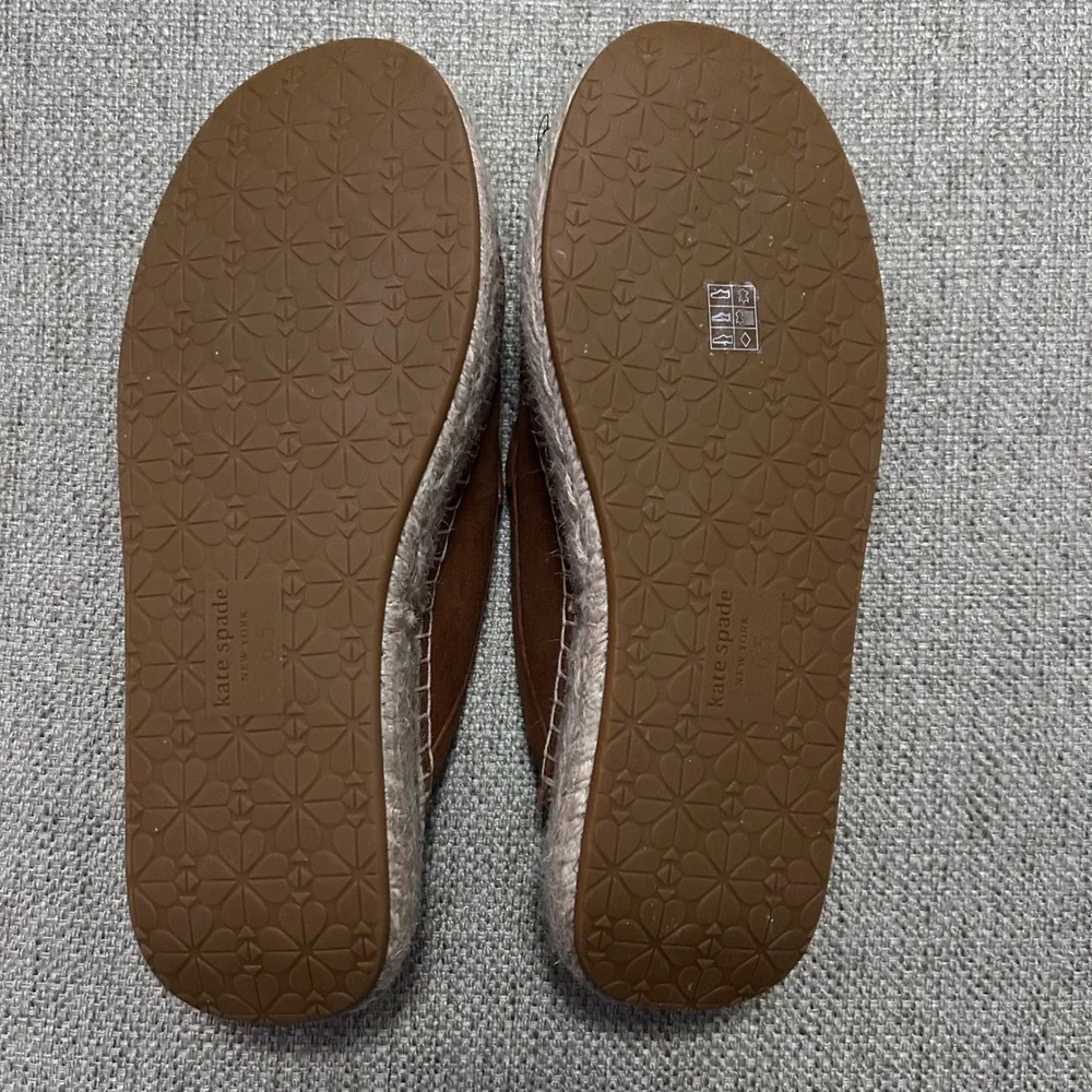 Kate Spade Eastwell Mule Women 6.5‎ Brown Suede Espadrille Platform Penny Loafer